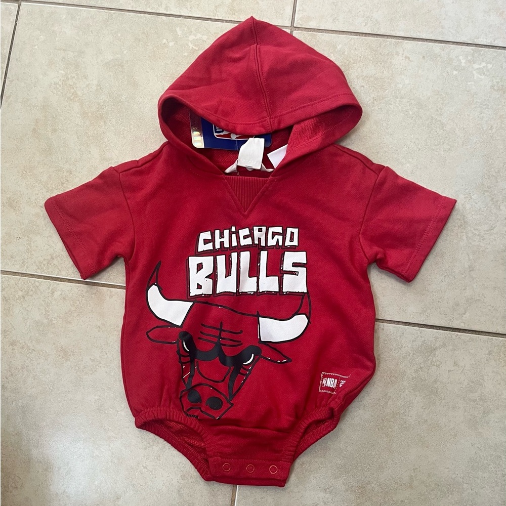 Red Chicago Bulls Infant Hooded Romper